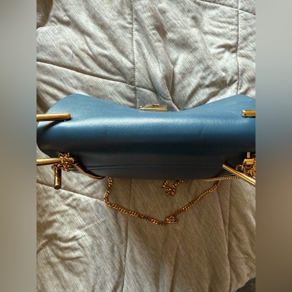 Chloe Blue Crossbody Bag with Gold Accents - Picture 10 of 10